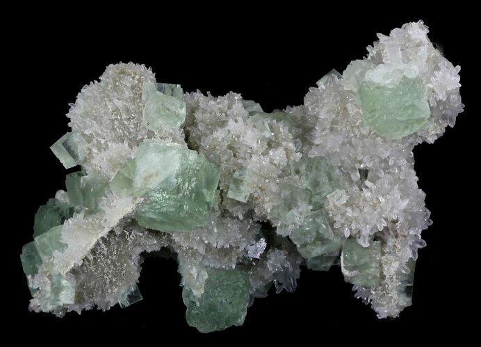 Sea Green Fluorite on Quartz Formation - China #32495
